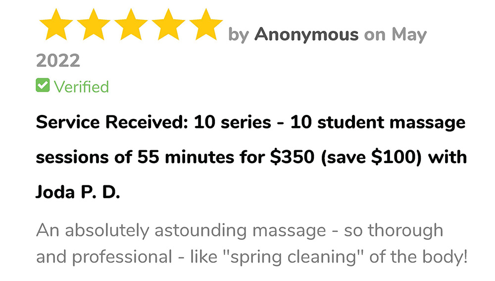 Student Massage Reviews